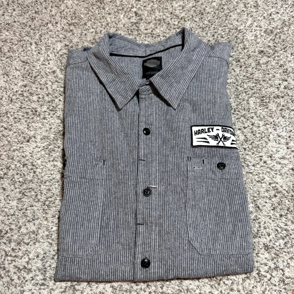 Harley-Davidson Black Label Pinstripe Mechanic Style Shirt- 2XL - Picture 1 of 8